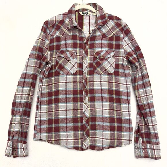 Salt Valley Shirt Western Womens M/L Plaid Red Pearl Snap Cowgirl Rodeo Fall - Picture 2 of 8